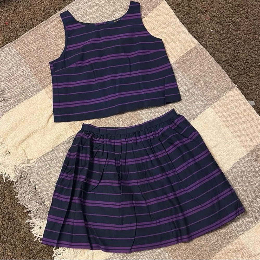 Striped Purple and Black Two-Piece Set